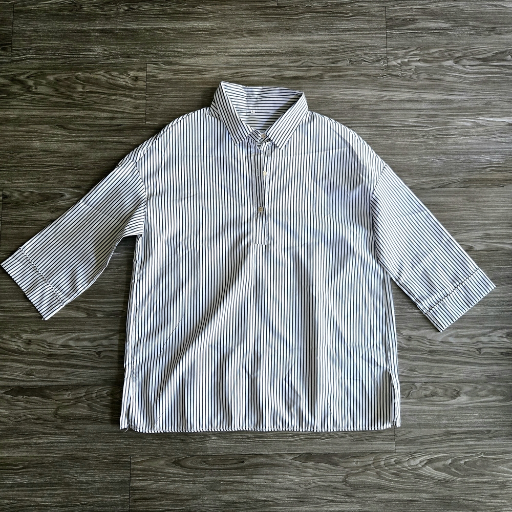 Women's Striped Gray and White Tunic